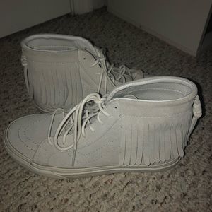 Gray High Top Fringe Vans